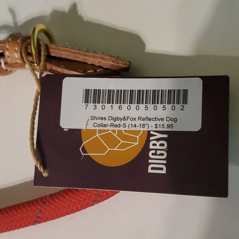 New Digby&Fox red reflective dog collar